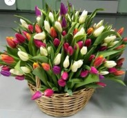 Корзина с цветами-101 тюльпаны микс
